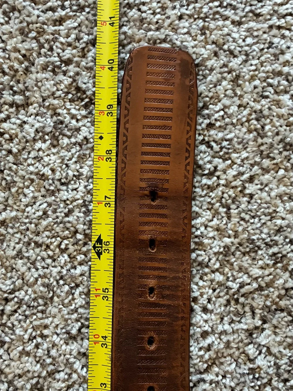 Vintage Tooled Leather Belt Brown Western Handcrafted Rustic Distressed Boho